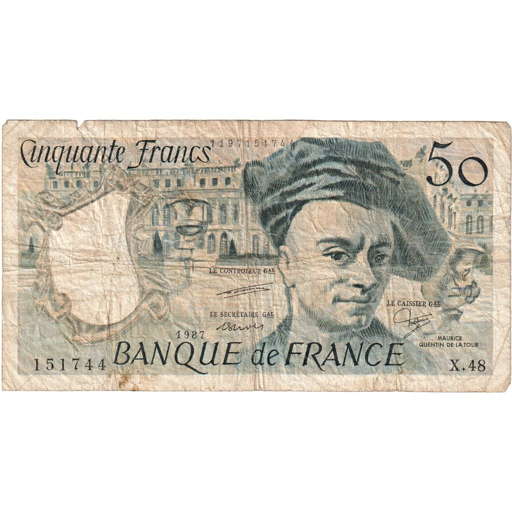 Francja, 50 Francs, Quentin de La Tour, Undated (1987), X.48, VF(20-25)