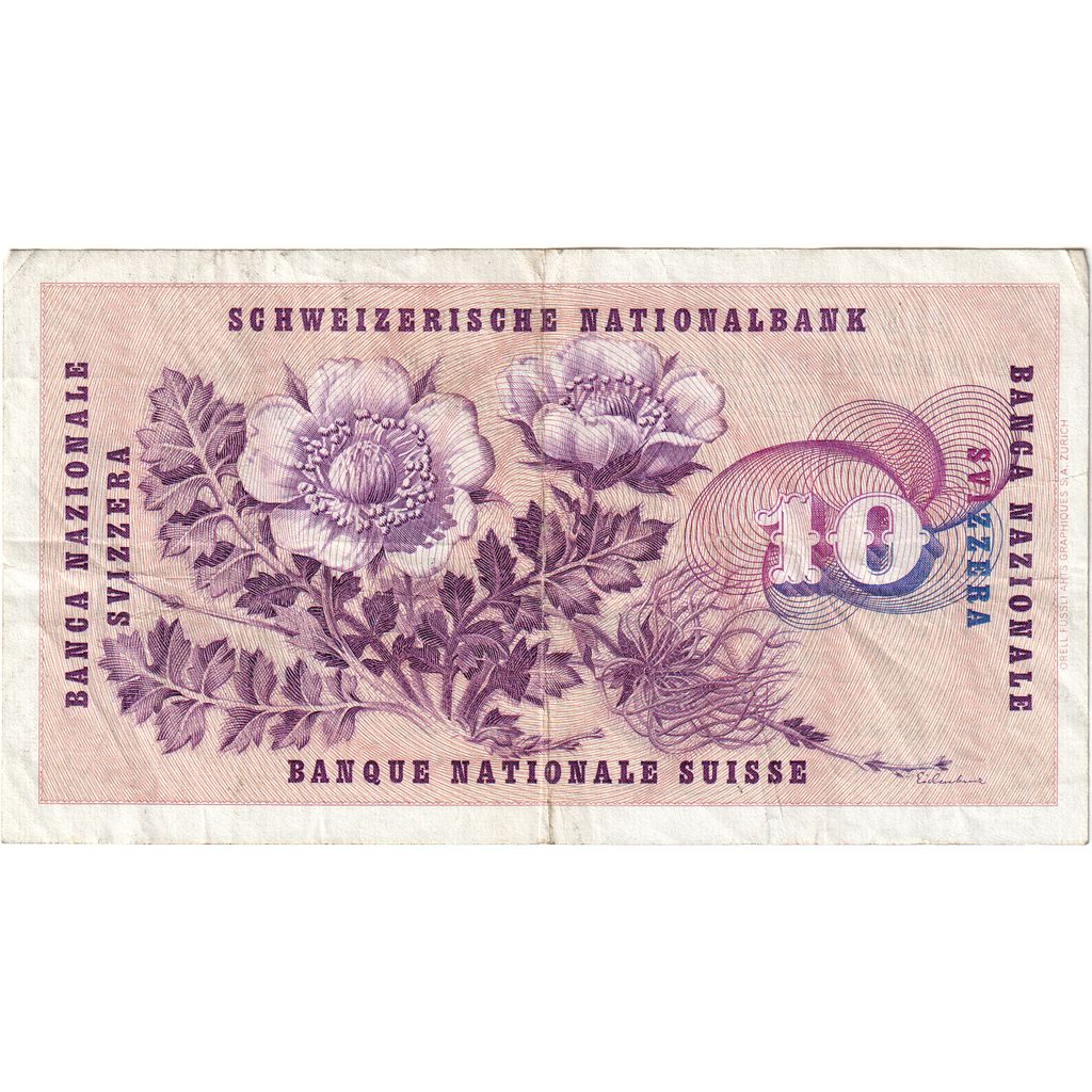 Suíça, 10 Franken, 1965-01-21, EF(40-45)