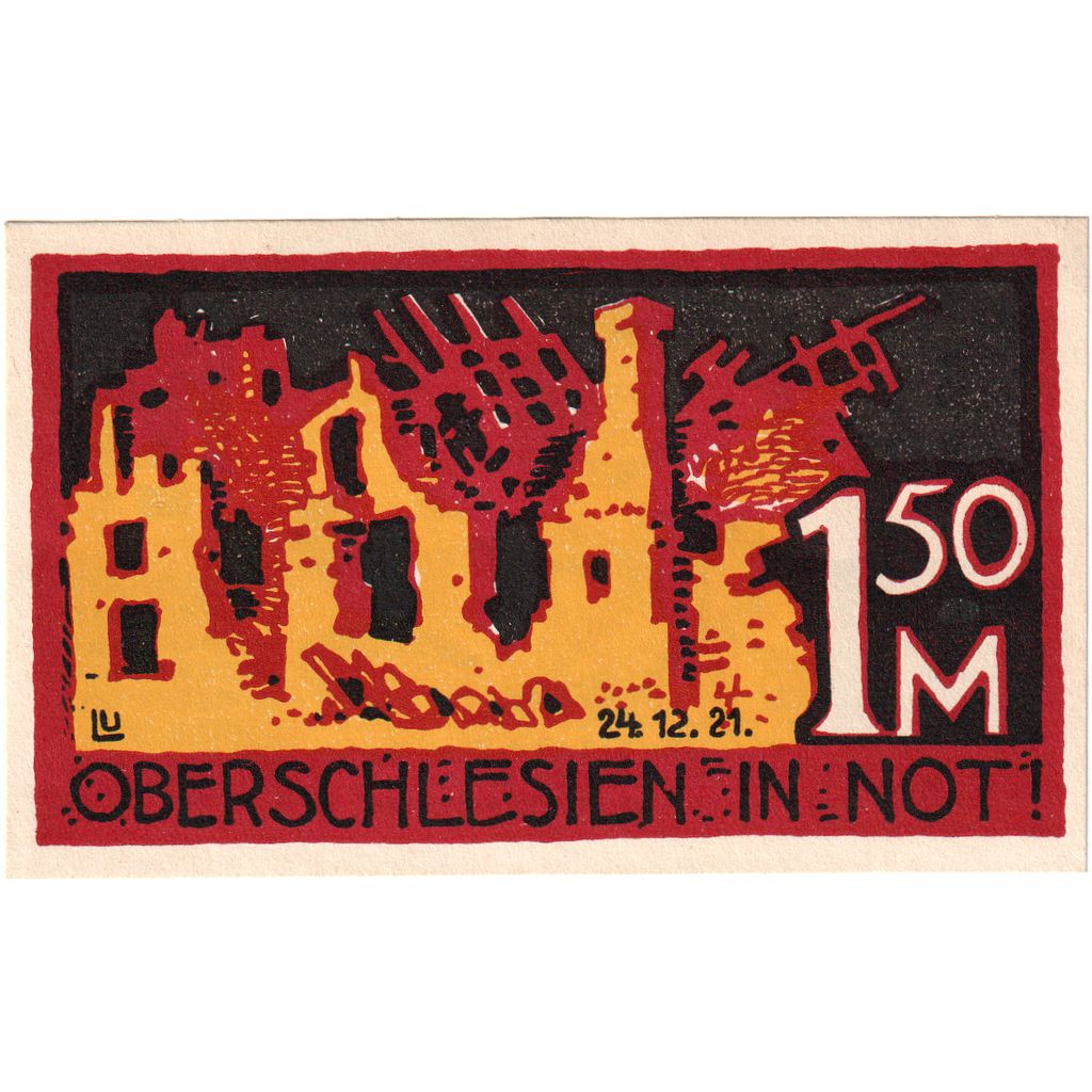 Germany, Schlesien, 1.5 Mark, 1921-12-24, UNC(65-70)