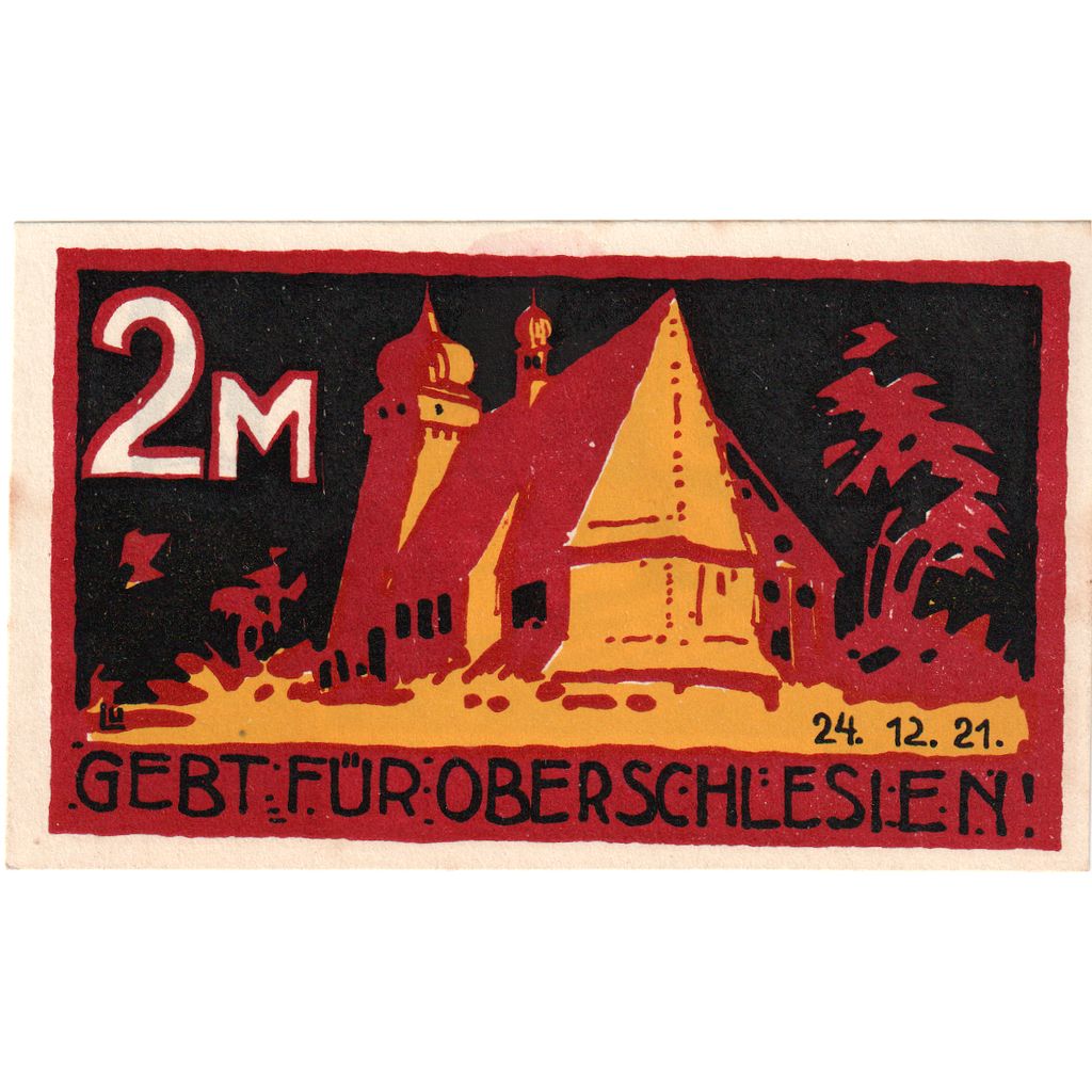 Germany, Schlesien, 2 Mark, 1921-12-24, UNC(65-70)