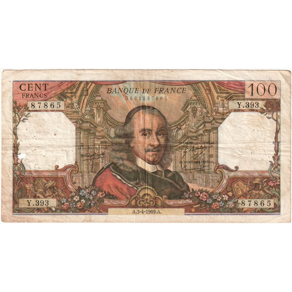 Francia, 100 Francs, Corneille, 1969-04-03, Y.393, MB