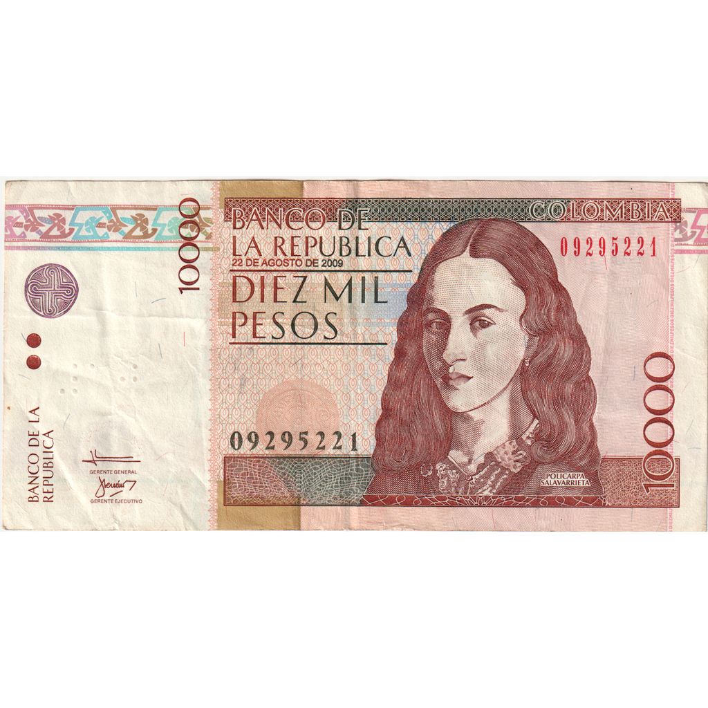 Colômbia, 10,000 Pesos, 2009-08-22, EF(40-45)