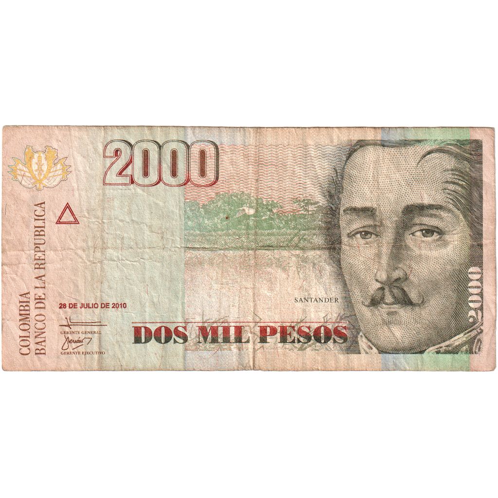 Colômbia, 2000 Pesos, 2010-07-28, VF(20-25)