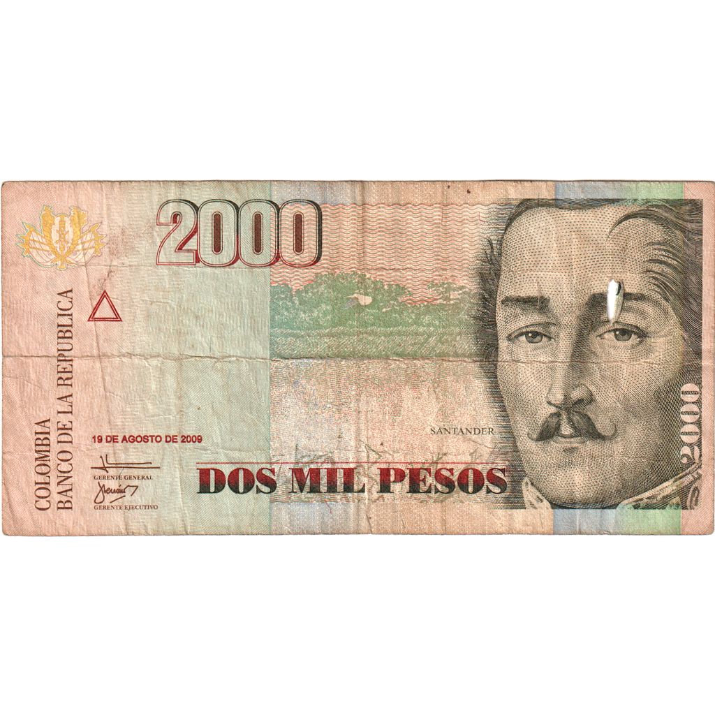 Colômbia, 2000 Pesos, 2009-08-19, VF(20-25)