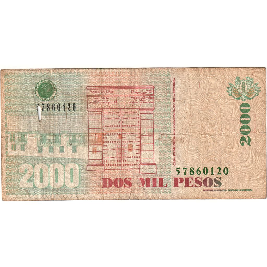 Colômbia, 2000 Pesos, 2009-08-19, VF(20-25)