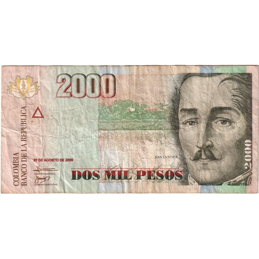 Colombia, 2000 Pesos, 2009-08-20, VF(20-25)