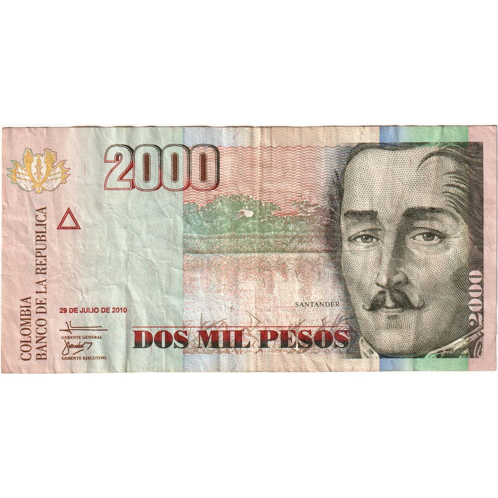 Colômbia, 2000 Pesos, 2010-07-29, VF(20-25)