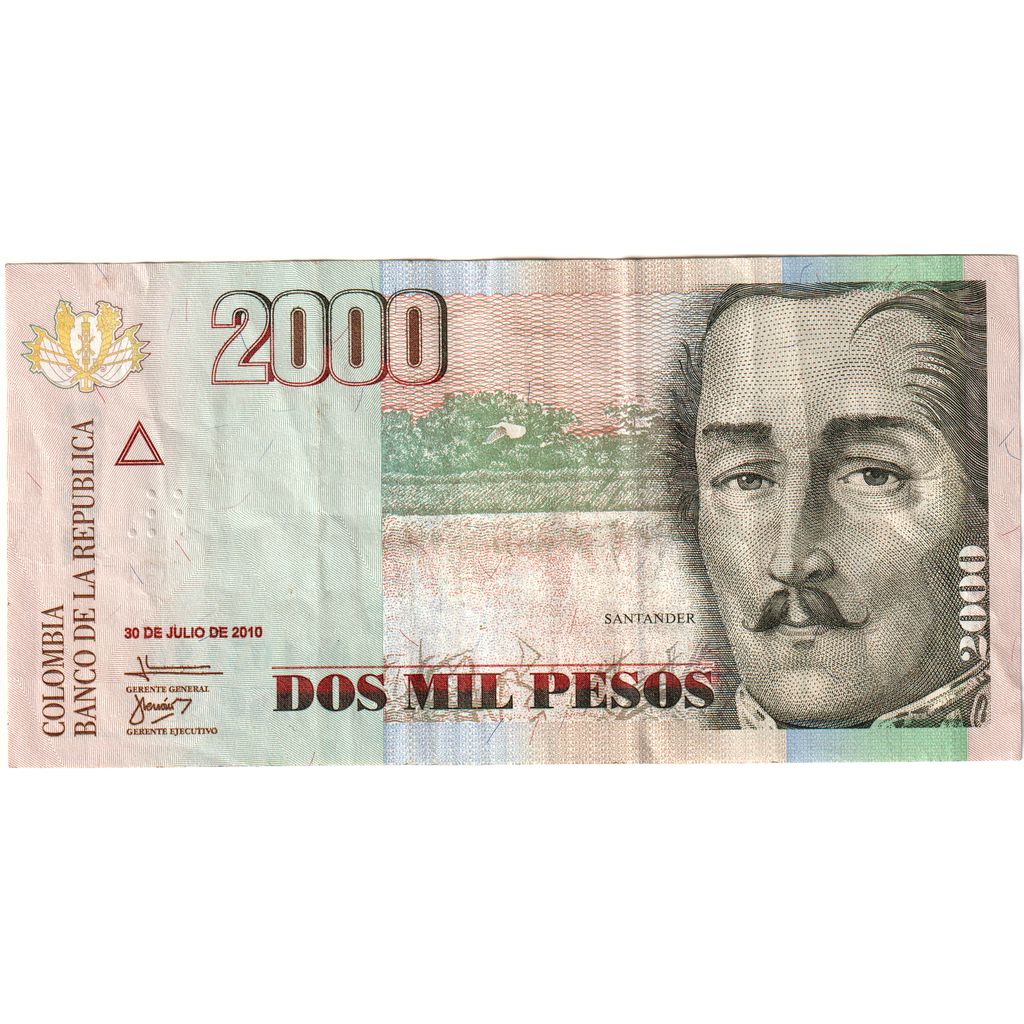 Colômbia, 2000 Pesos, 2010-07-30, EF(40-45)