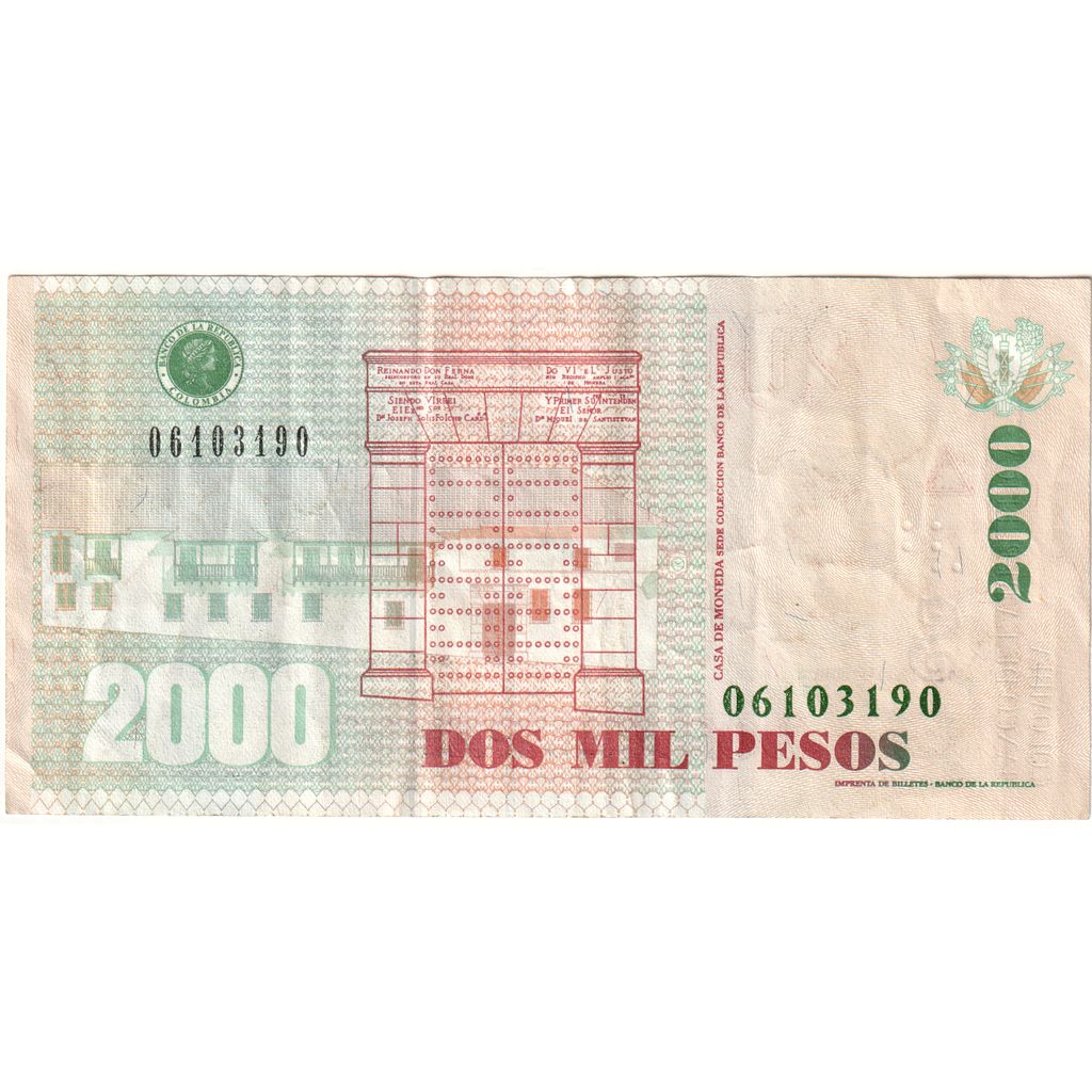 Colômbia, 2000 Pesos, 2010-07-30, EF(40-45)