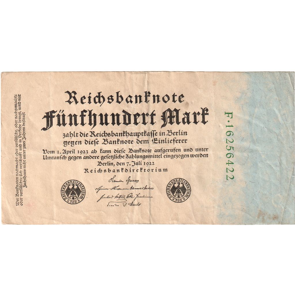 Niemcy, 500 Mark, 1922-07-07, EF(40-45)