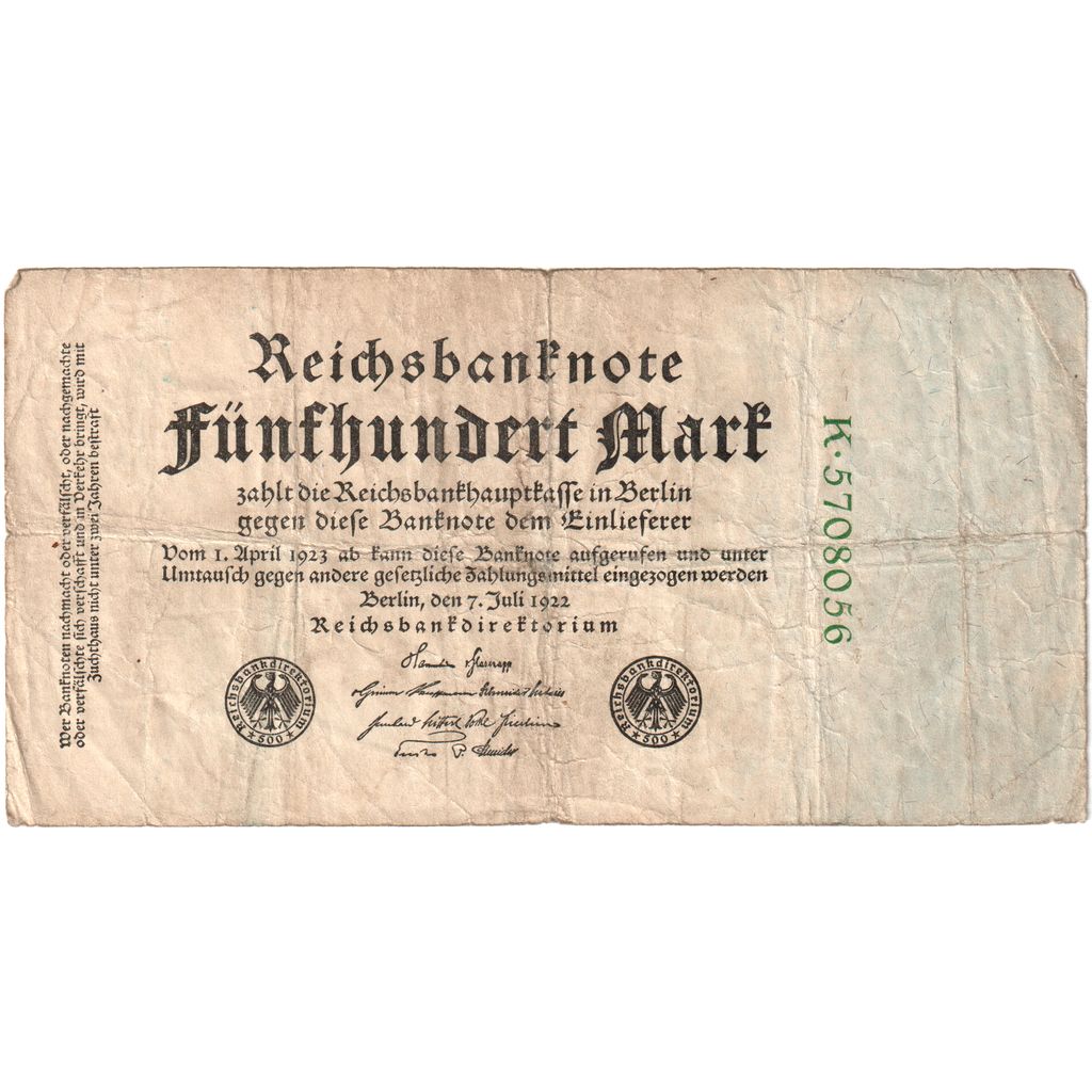 Deutschland, 500 Mark, 1922-07-07, S