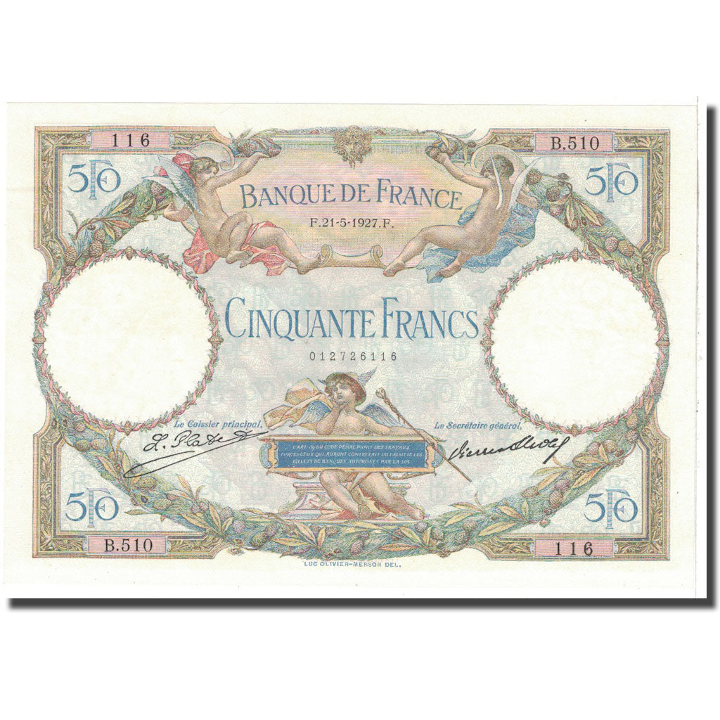 Francia, 50 Francs, 1927, 1927-05-21, EBC, Fayette:15.1, KM:77a