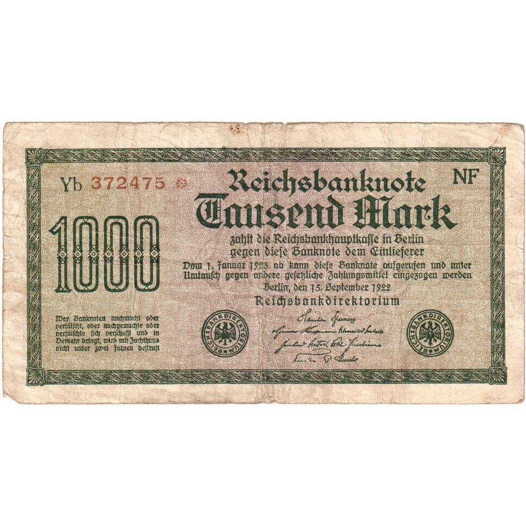 Deutschland, 1000 Mark, 1922-09-15, S+