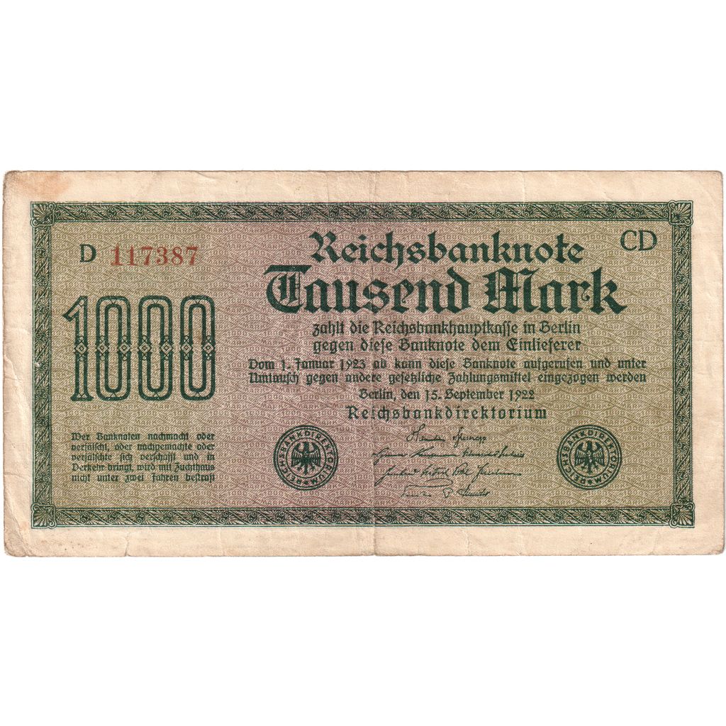 Deutschland, 1000 Mark, 1922-09-15, SS