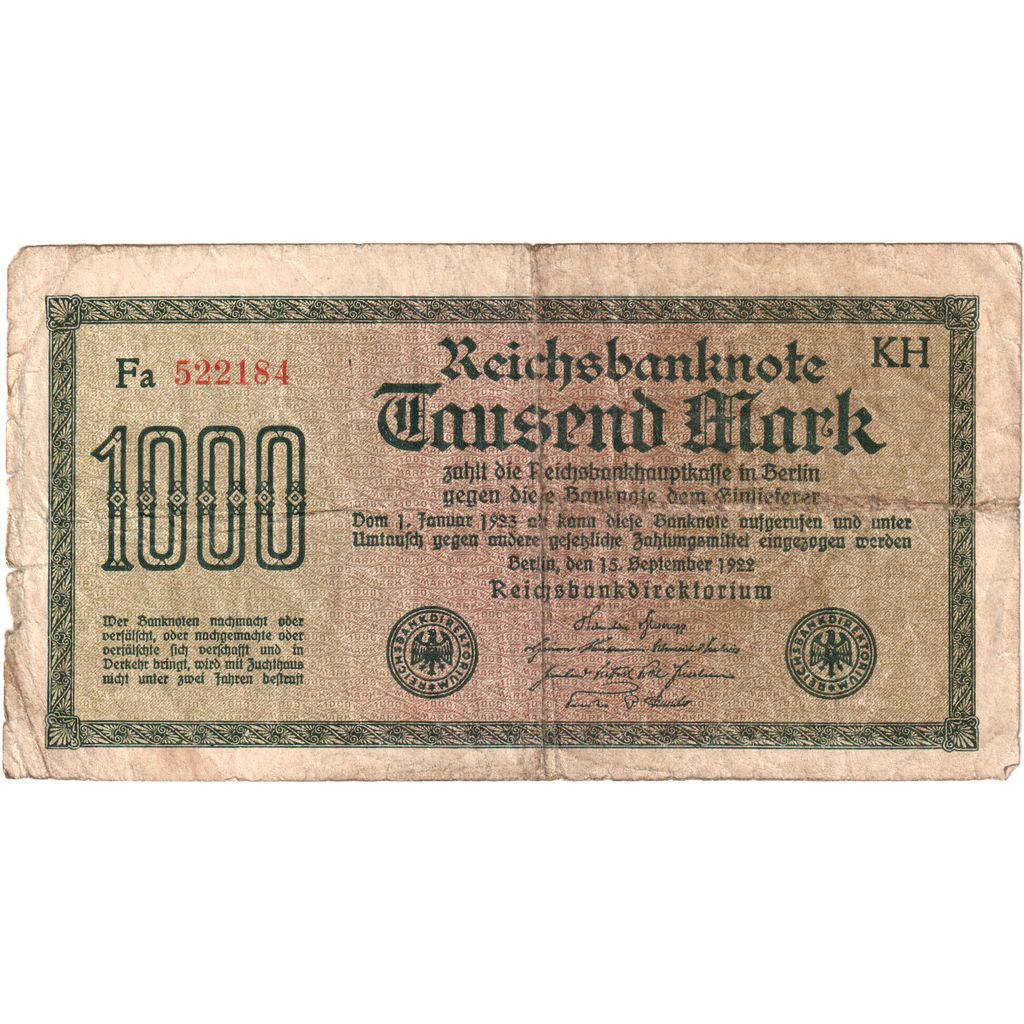 Deutschland, 1000 Mark, 1922-09-15, S