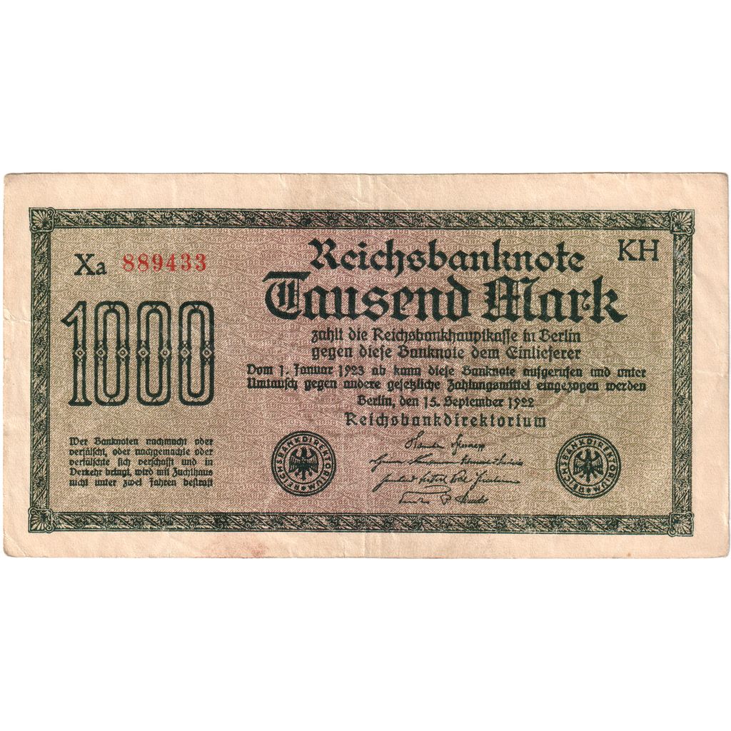 Niemcy, 1000 Mark, 1922-09-15, EF(40-45)