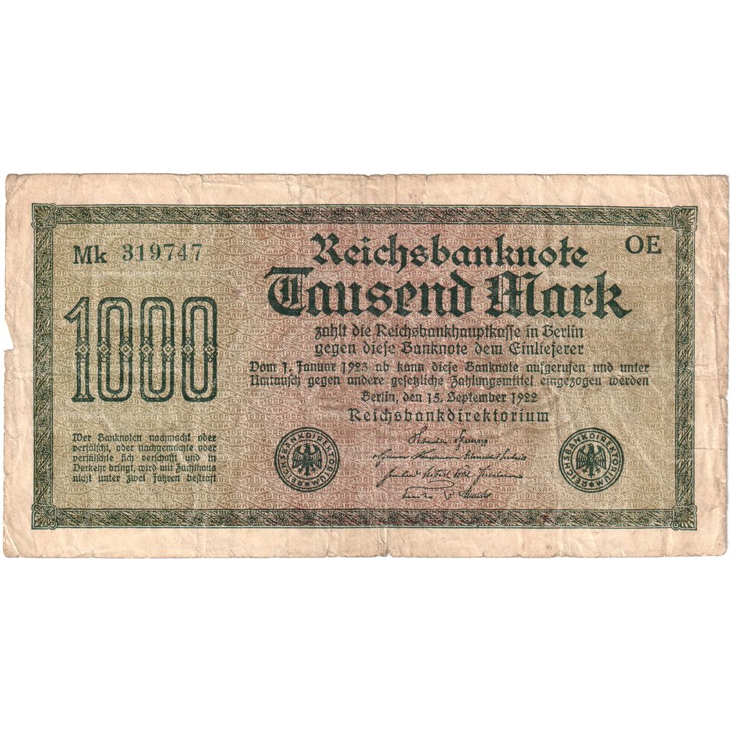 Niemcy, 1000 Mark, 1922-09-15, VF(20-25)