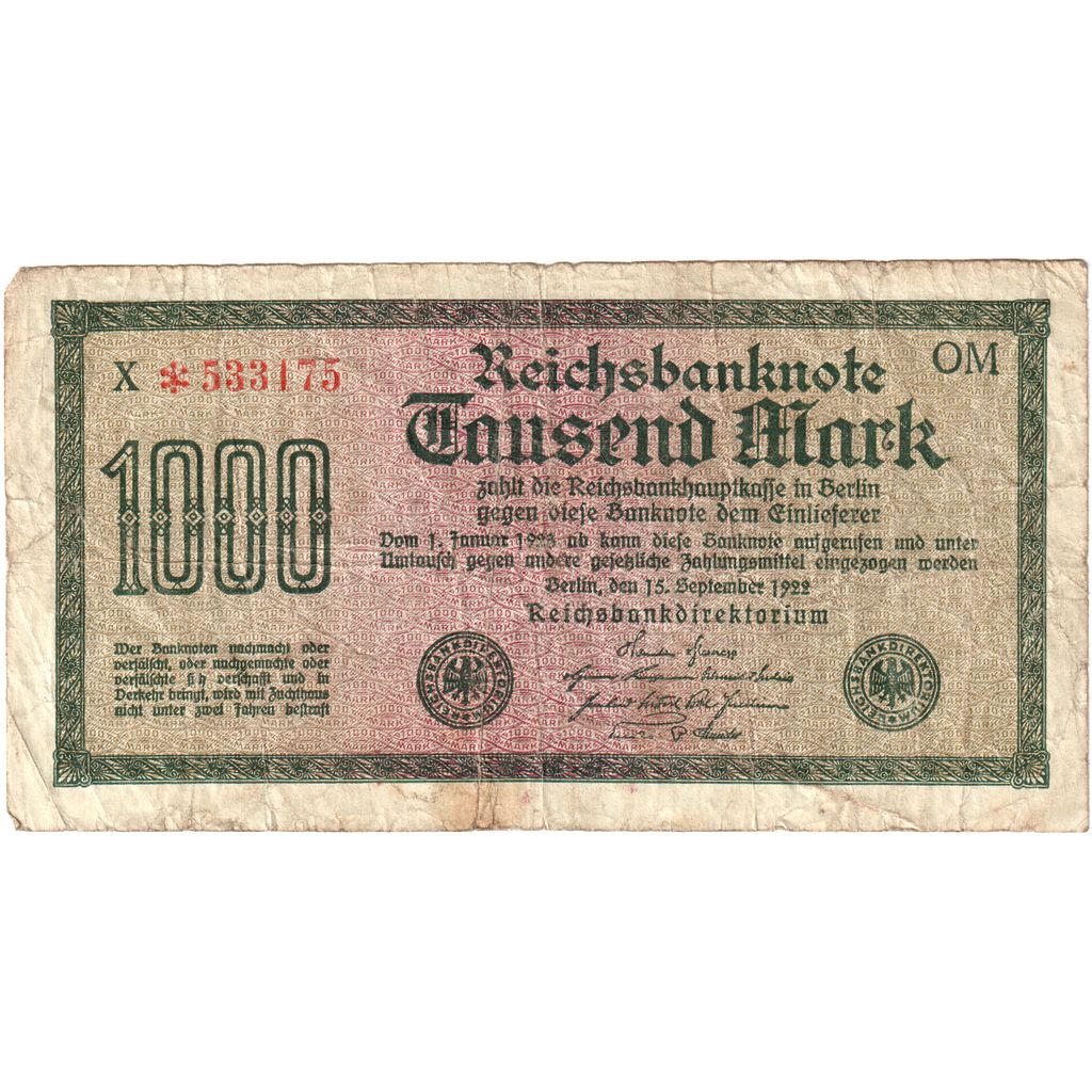 Deutschland, 1000 Mark, 1922-09-15, S+