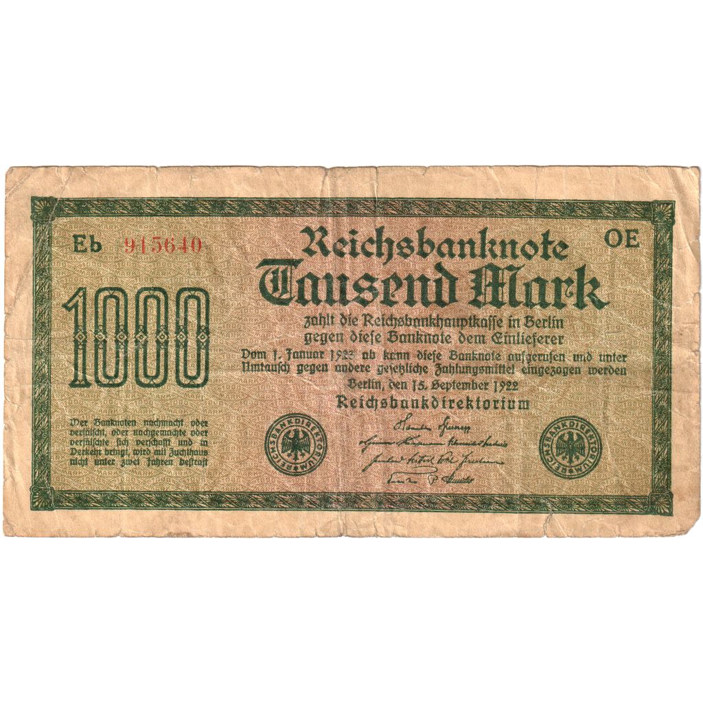 Deutschland, 1000 Mark, 1922-09-15, S