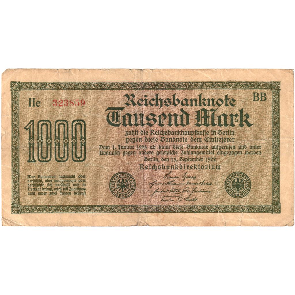 Germany, 1000 Mark, 1922-09-15, EF(40-45)