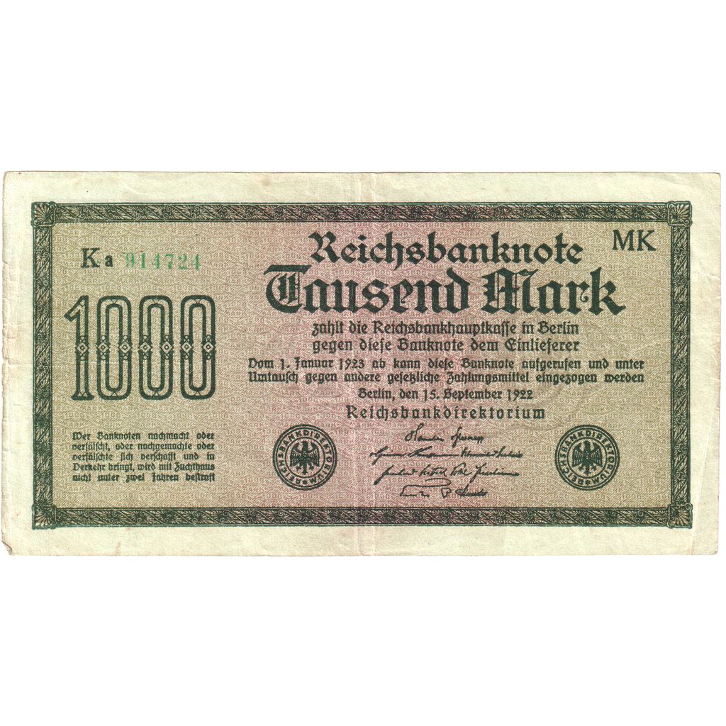 Deutschland, 1000 Mark, 1922-09-15, SS