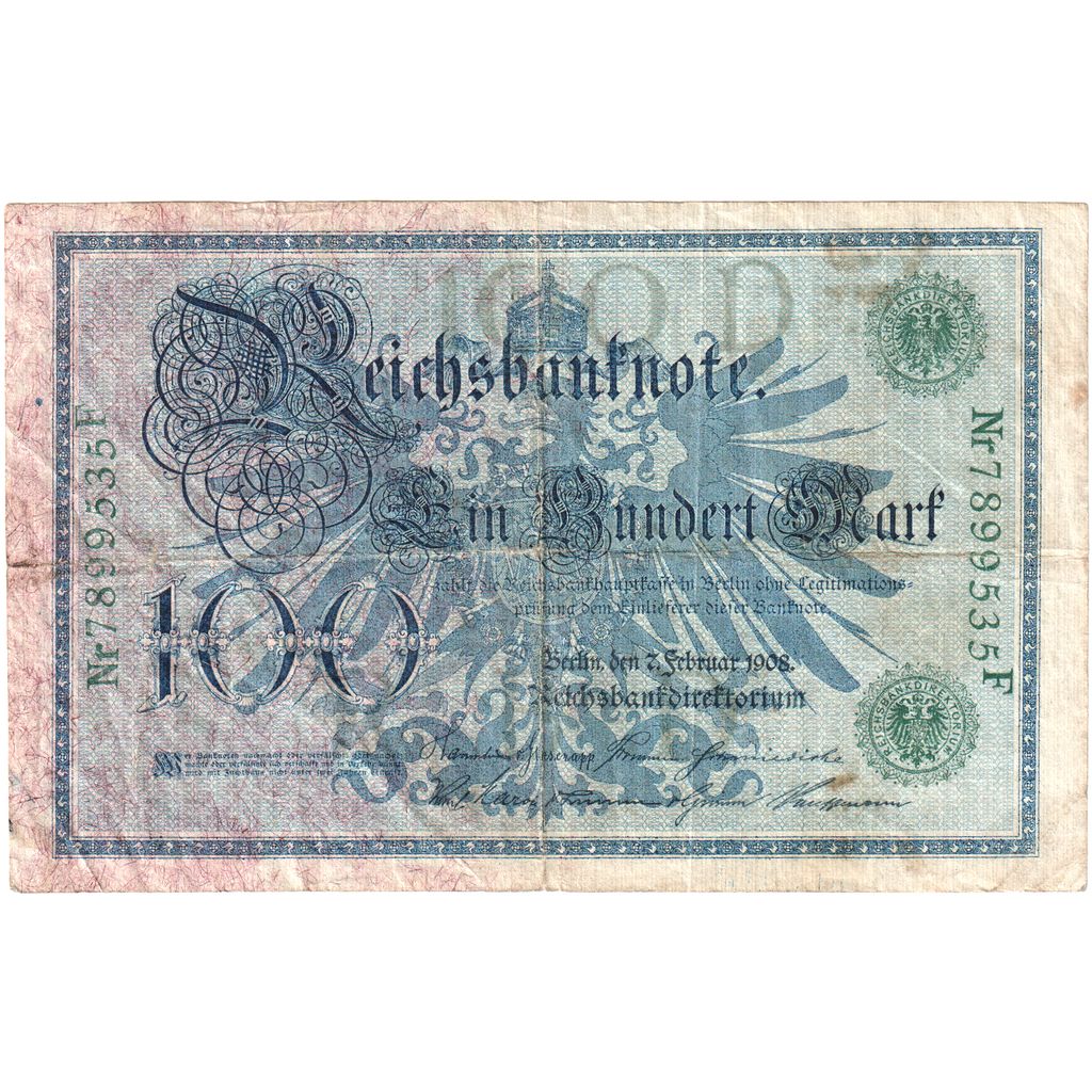 Germany, 100 Mark, 1908-02-07, VF(30-35)