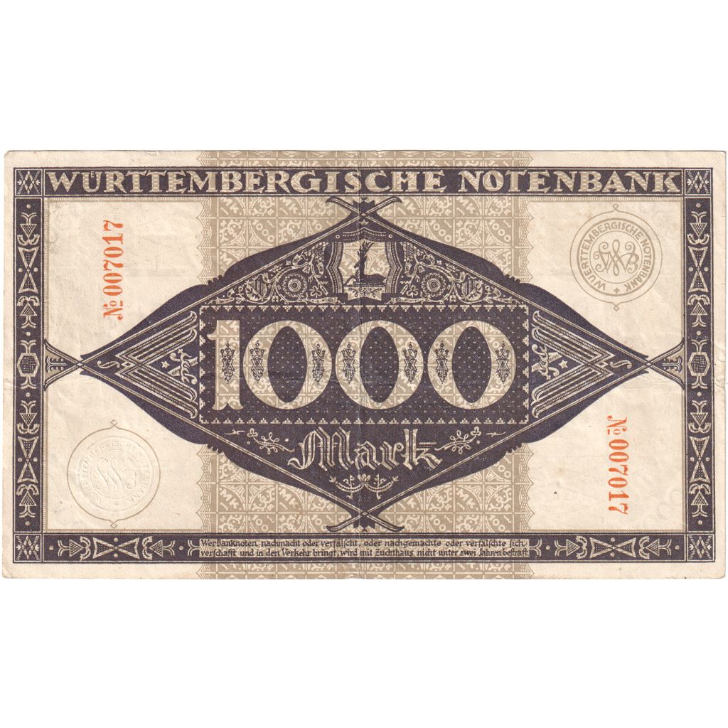 Allemagne, 1000 Mark, 1922-09-01, TTB