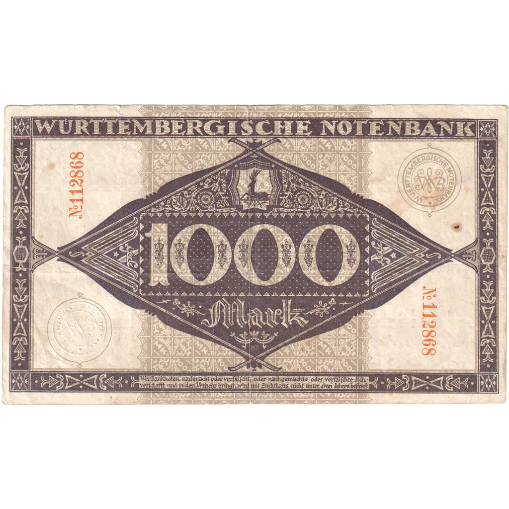 Alemania, 1000 Mark, 1922-09-01, MBC