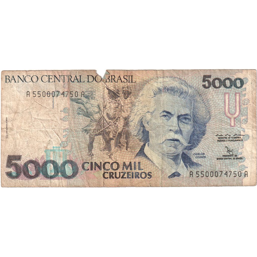 Brasile, 5000 Cruzeiros, Undated (1992), MB