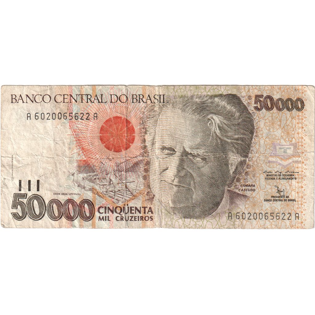 Brasil, 50,000 Cruzeiros, Undated (1992), VF(20-25)