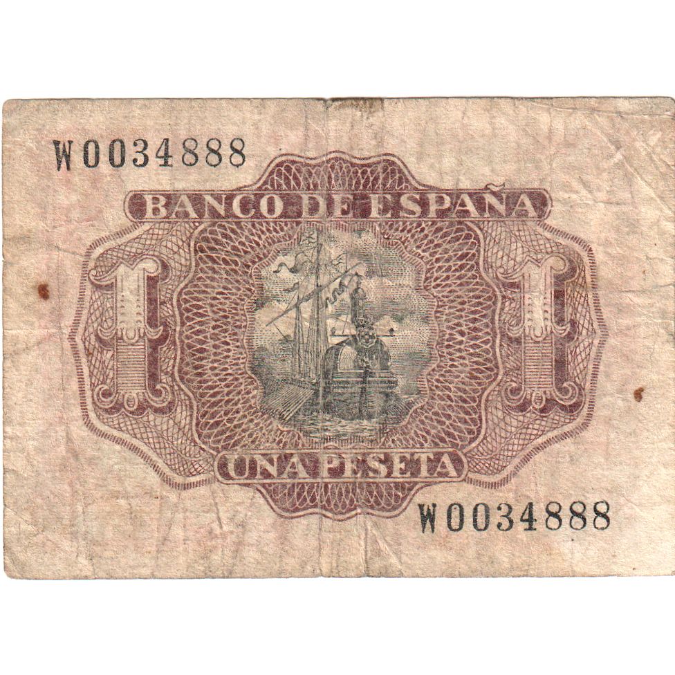 Spagna, 1 Peseta, 1953-07-22, B