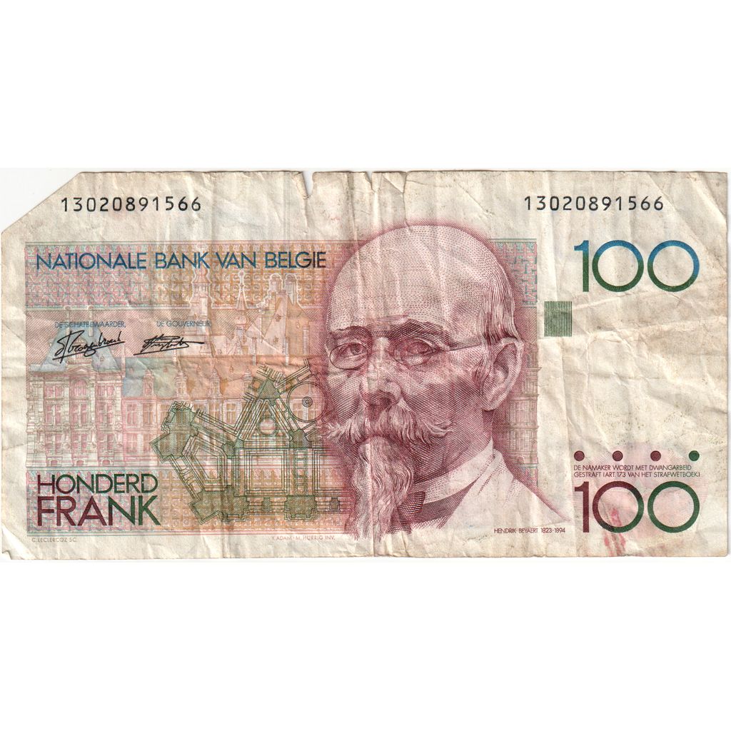 Belgium, 100 Francs, Undated (1982), VG(8-10)