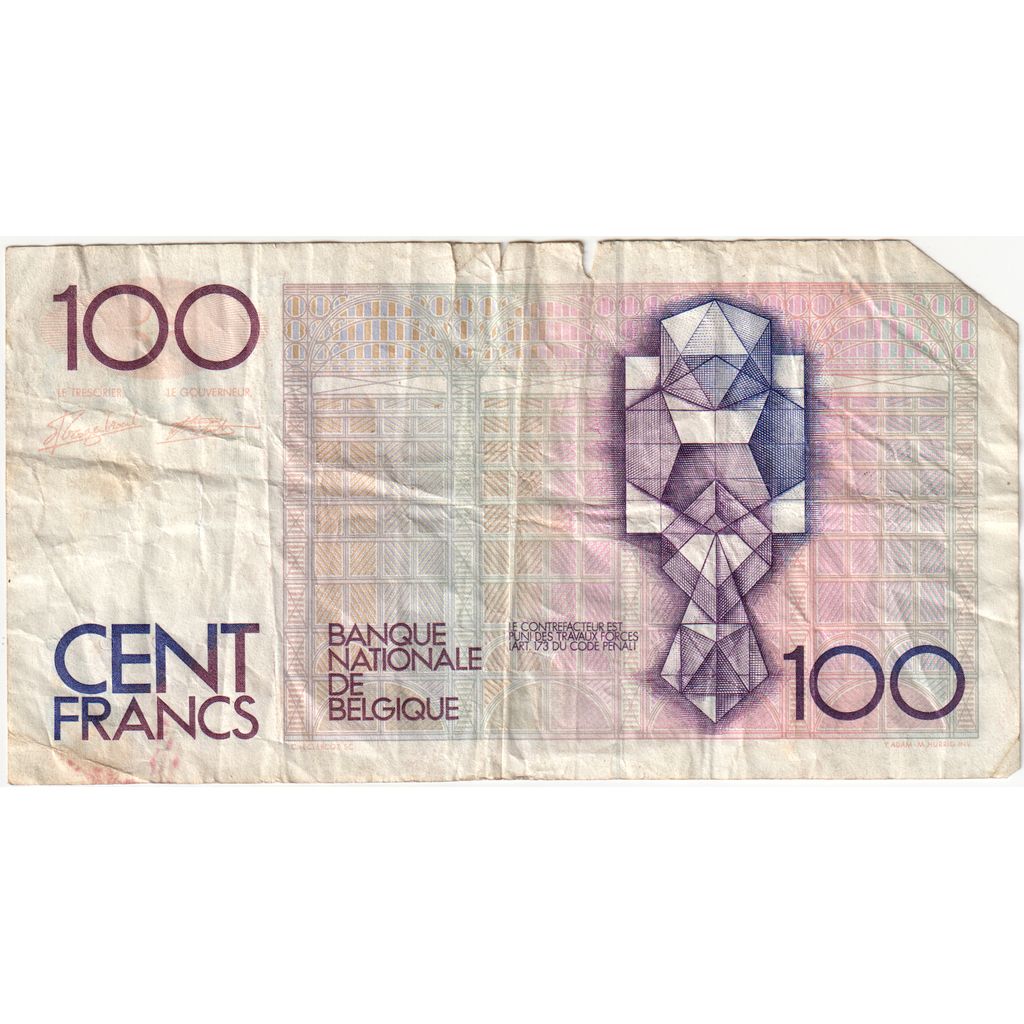 Belgium, 100 Francs, Undated (1982), VG(8-10)