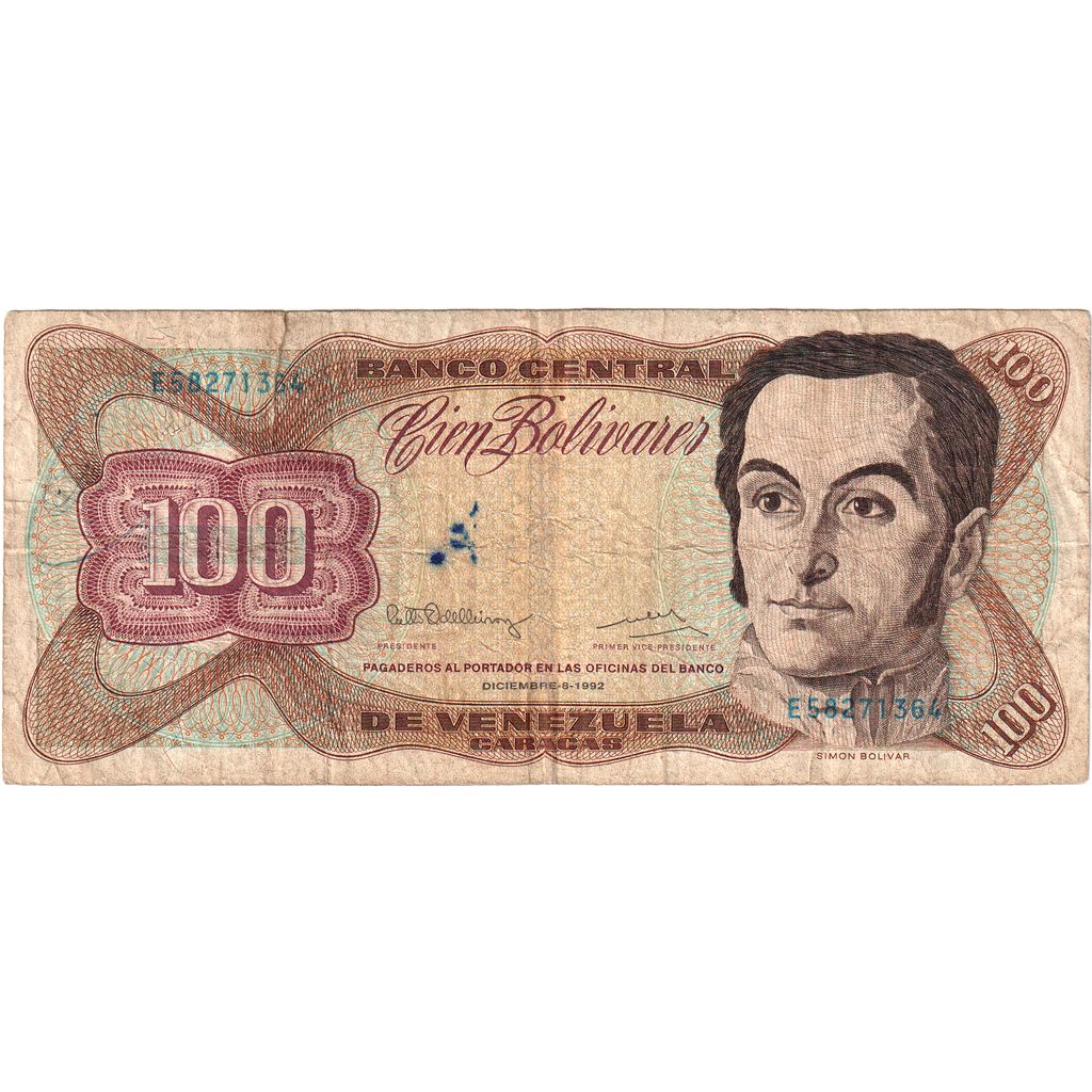 Venezuela, 100 Bolivares, 1992-12-08, VG(8-10)