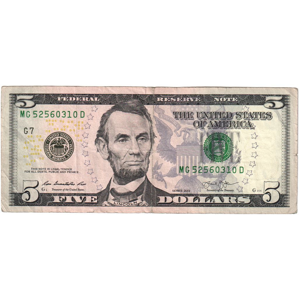 United States, 5 Dollars, Undated 2013, VF(30-35)