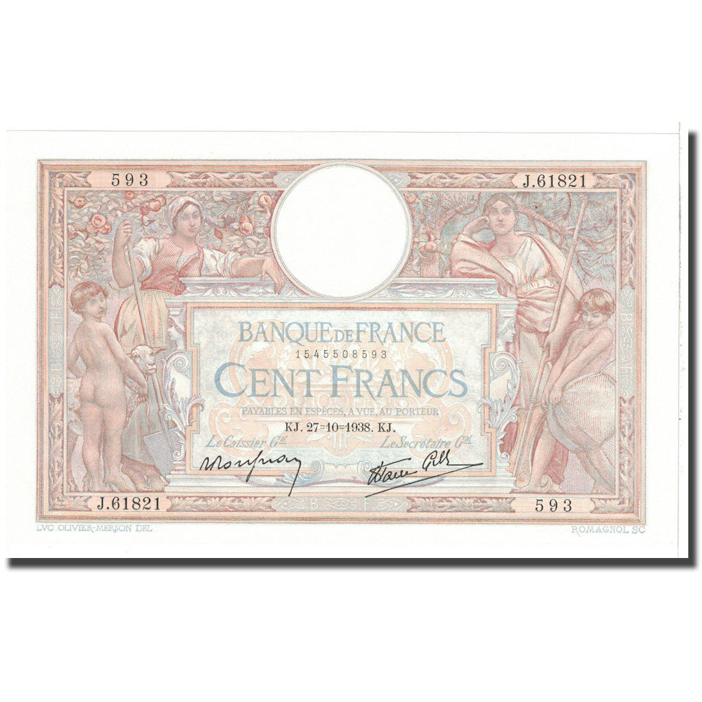 Francia, 100 Francs, 1938, 1938-10-27, SC, Fayette:25.33, KM:86b
