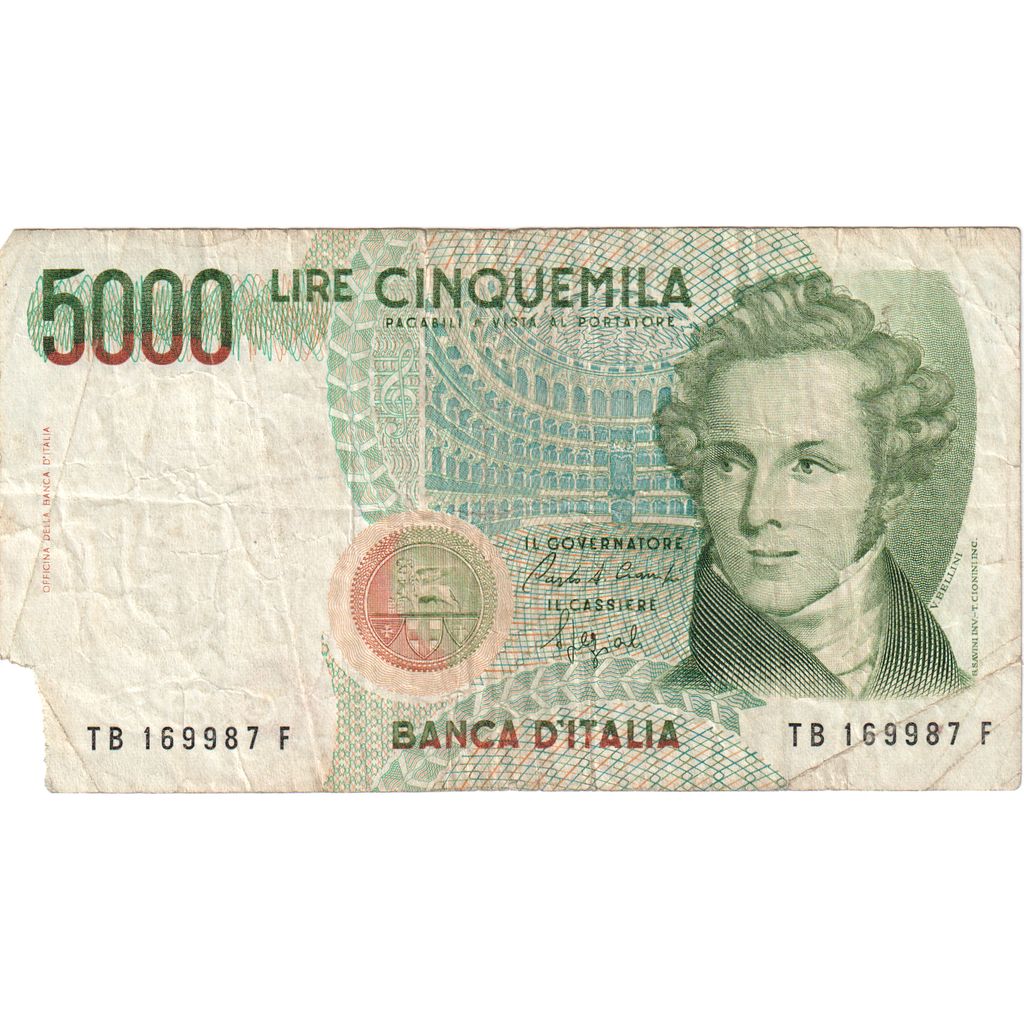 Itália, 5000 Lire, 1985-01-04, VF(20-25)