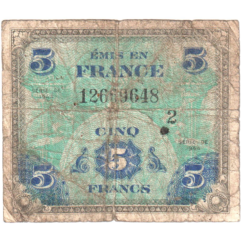 France, 5 Francs, Flag/France, 12669648, VG(8-10)