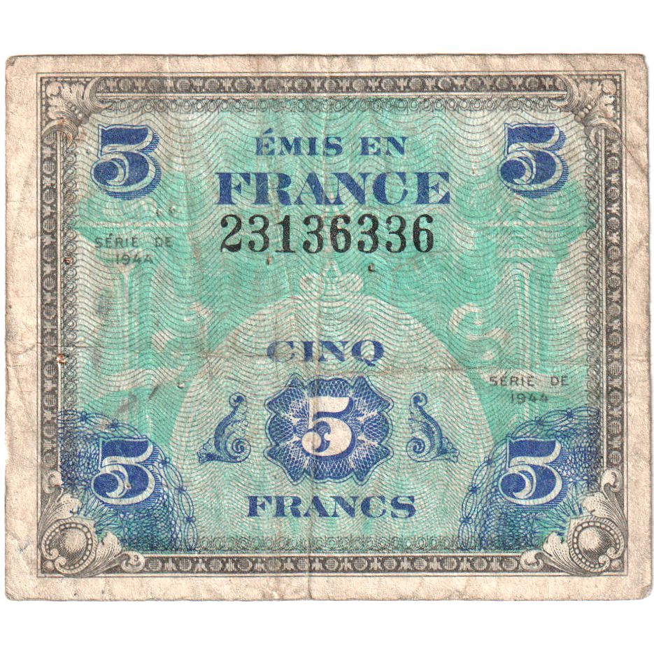France, 5 Francs, Flag/France, 23136336, VF(30-35)