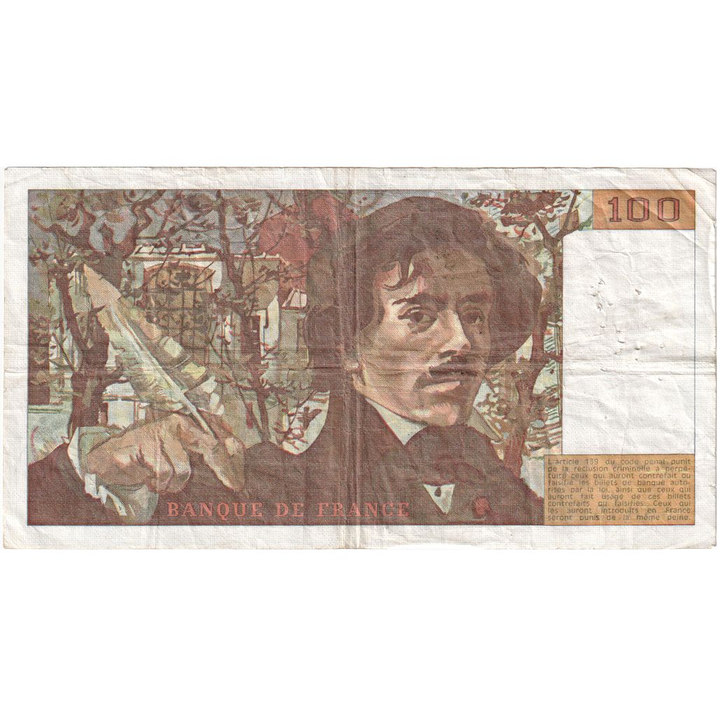 França, 100 Francs, Delacroix, 1981, W.53, EF(40-45)