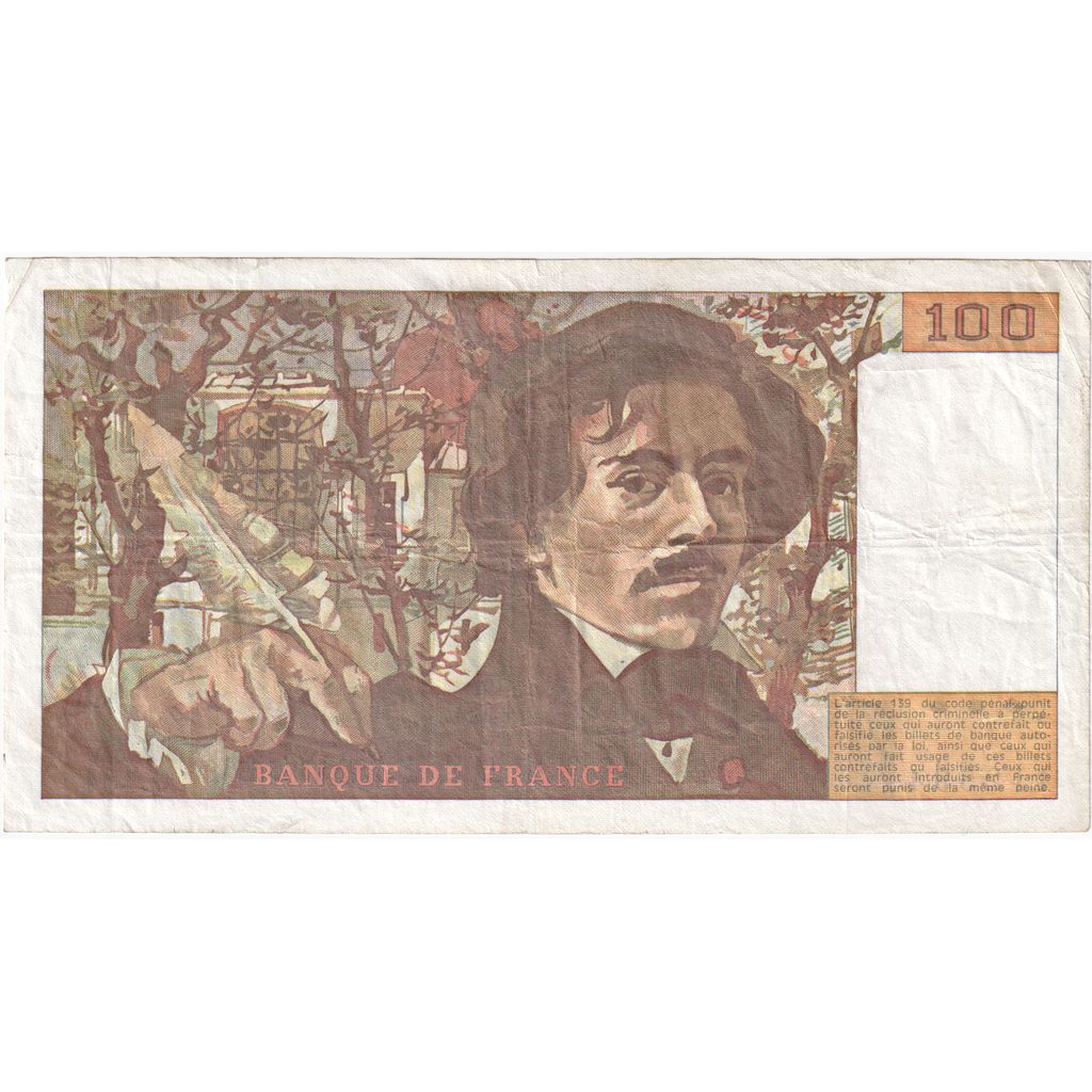 Frankrijk, 100 Francs, Delacroix, 1991, Q.184, TTB