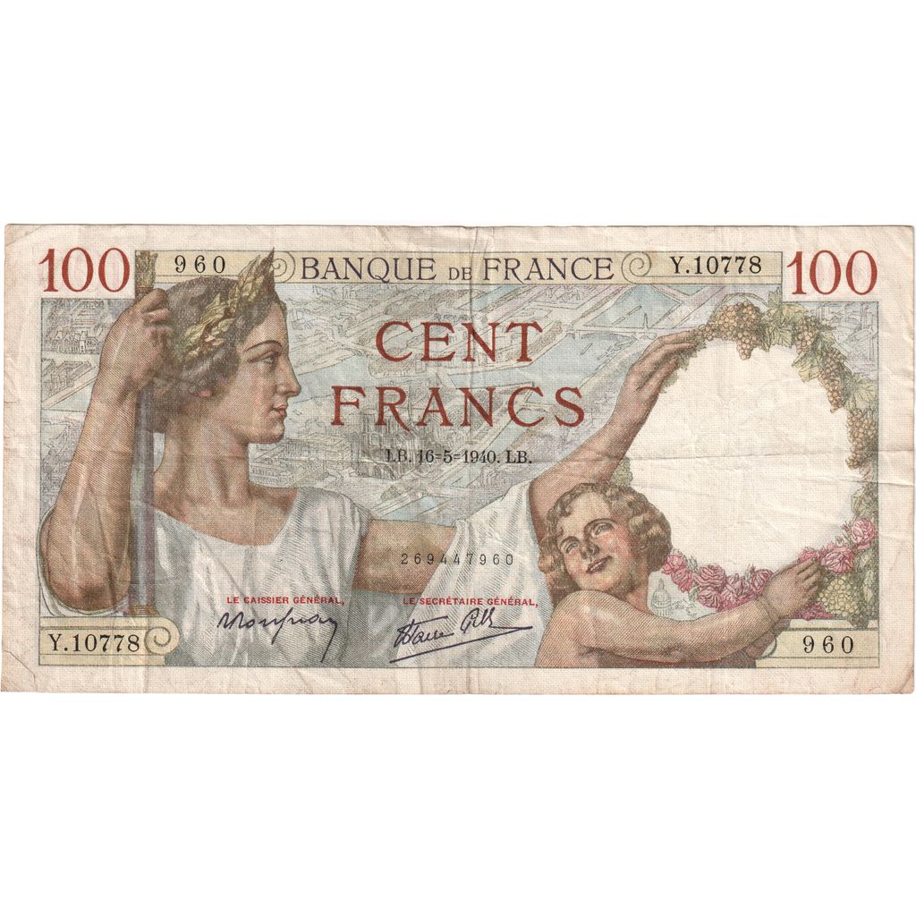 Frankreich, 100 Francs, Sully, 1940-05-16, Y.10778, S+