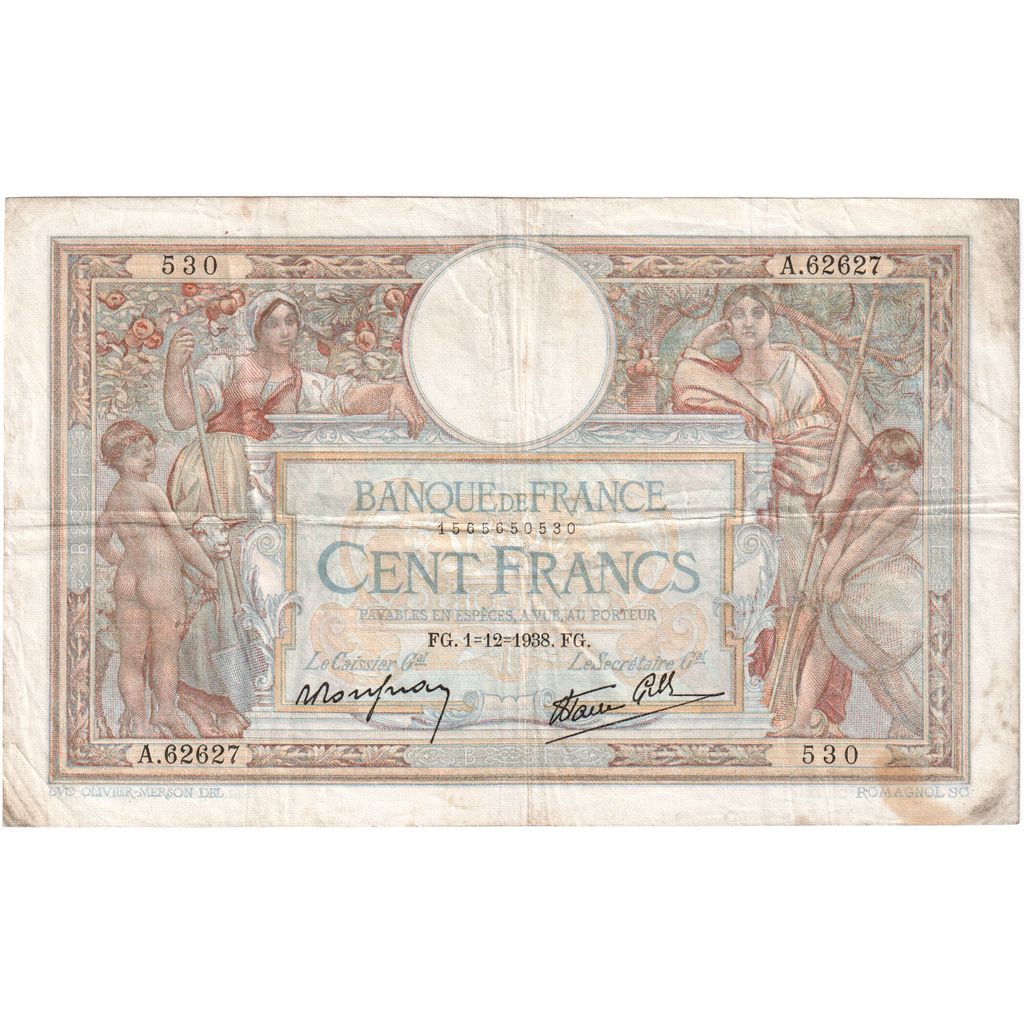 Frankrijk, 100 Francs, Luc Olivier Merson, 1938-12-01, A.62627, TTB