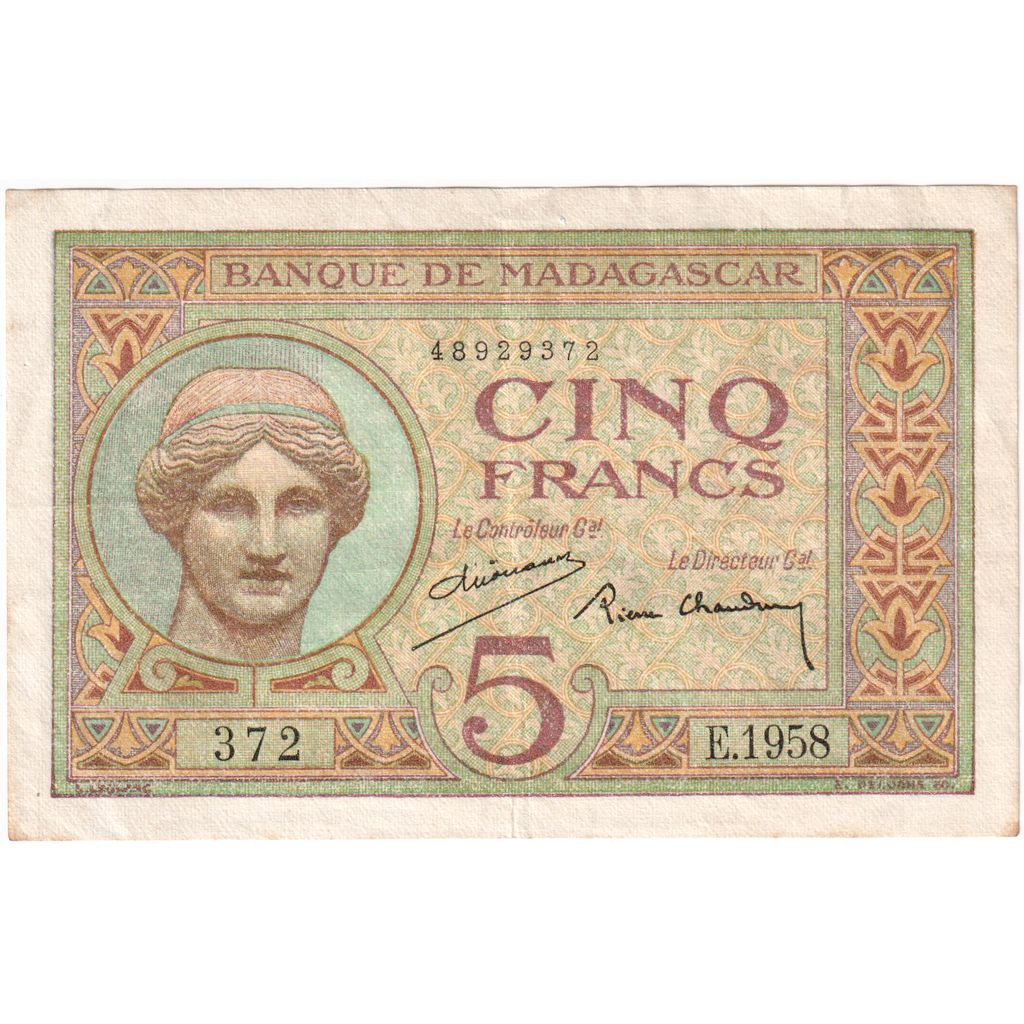 Madagascar, 5 Francs, SS