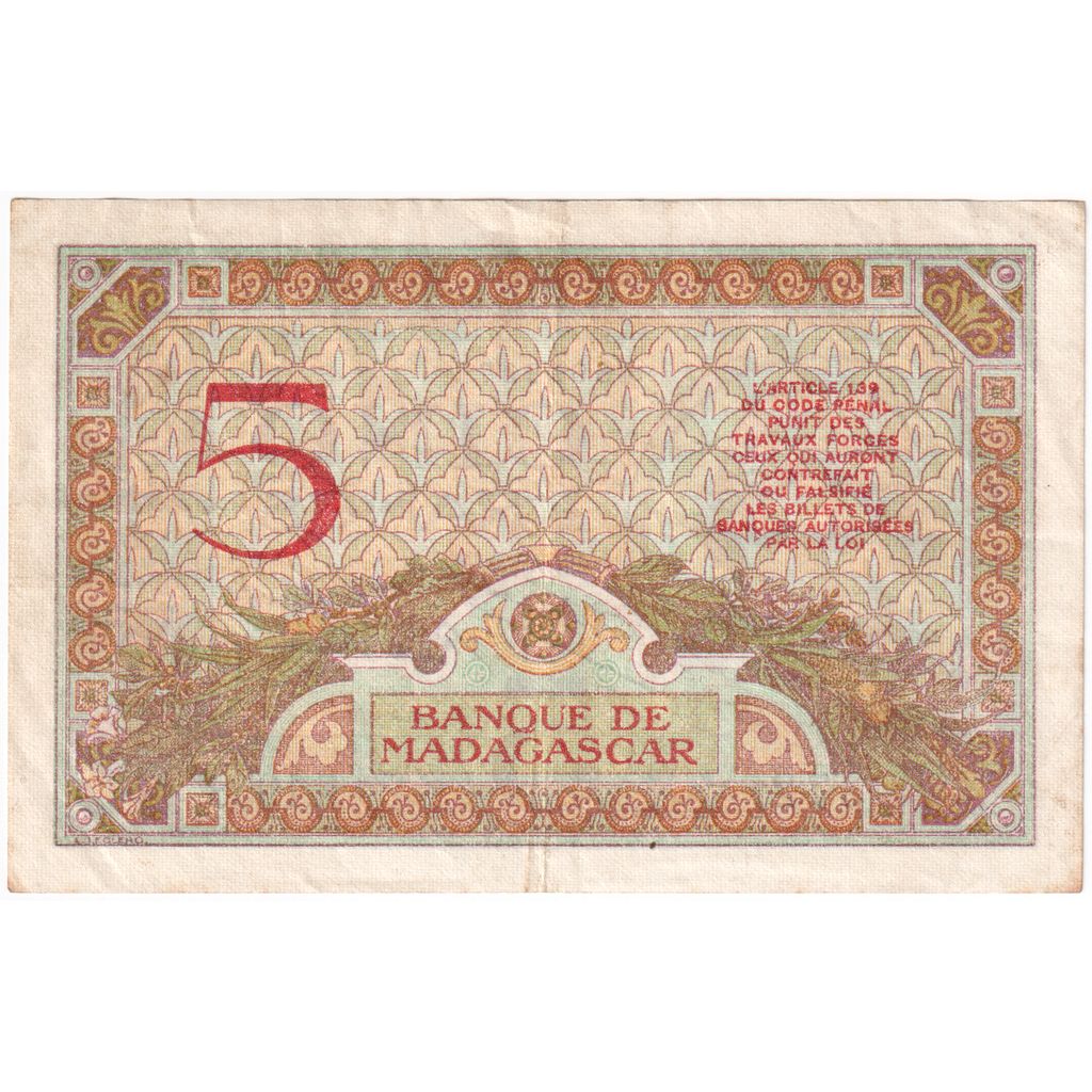 Madagascar, 5 Francs, SS