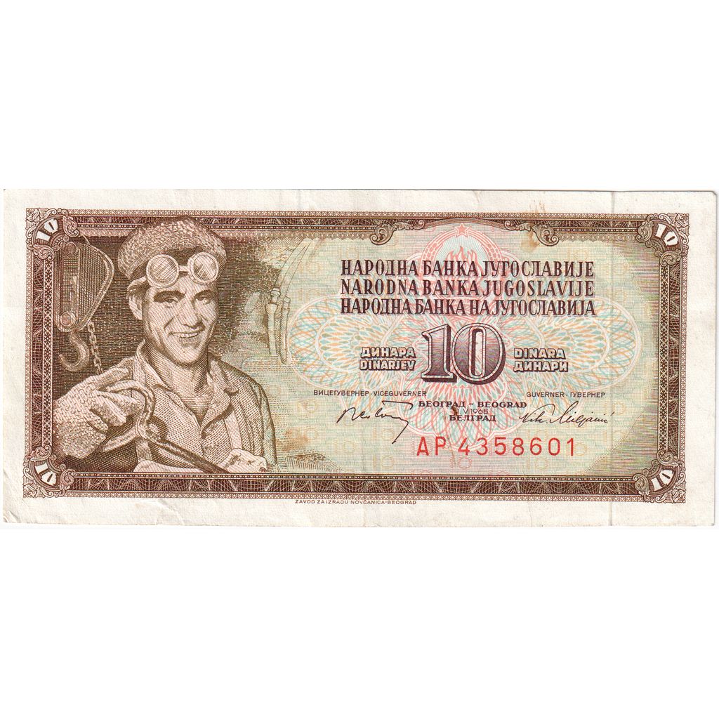 Yugoslavia, 10 Dinara, 1968-05-01, EF(40-45)