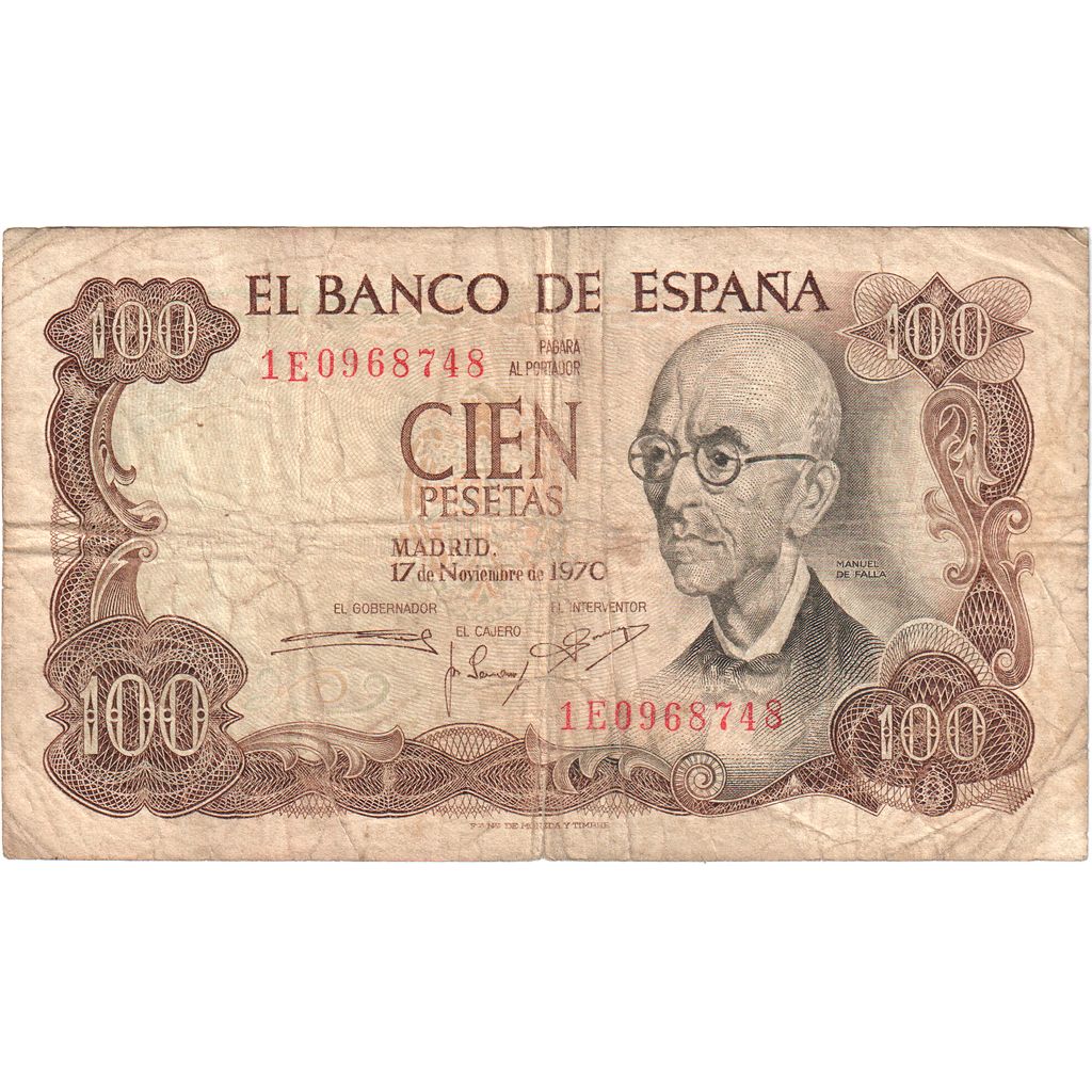 Espanha, 100 Pesetas, 1970-11-17, VF(20-25)