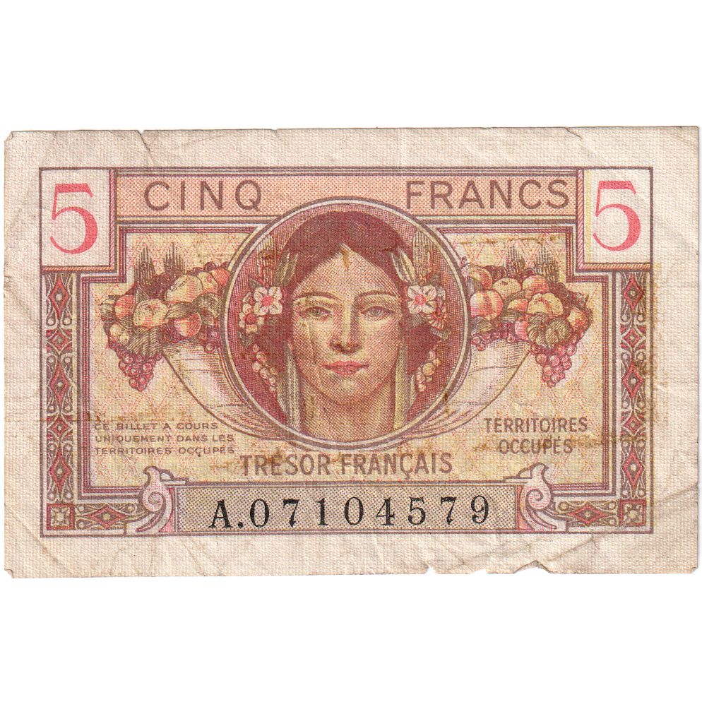 Francia, 5 Francs, 1947 French Treasury, 1947, A.00306438, BC