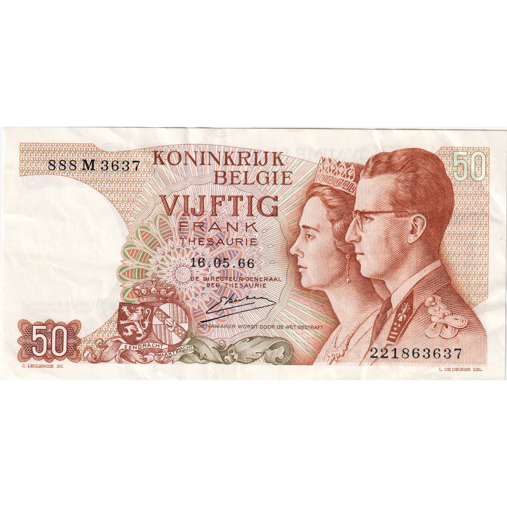 Belgique, 50 Francs, 1966-05-16, TTB+