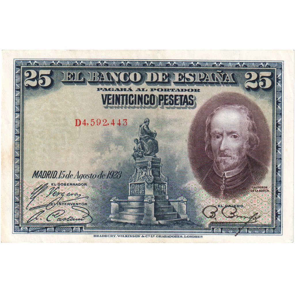 Spanien, 25 Pesetas, 1928-08-15, UNZ